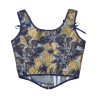 Blue Gold Flower Bustier Half Breast Leaf Print Vest Woman Vintage Chest Wrap Court Corset  SML388