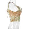 Plant Flowers Bustier Yarn-Dyed Jacquard Oil Painting Style Ink Chrysanthemum Vintage Corset  SML1101