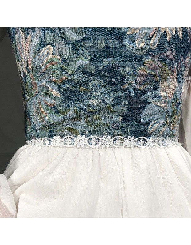 Vintage Bustier Oil Painting Jacquard Embroidery Halter Vest Fishbone Shapewear Lace Corset SML21738