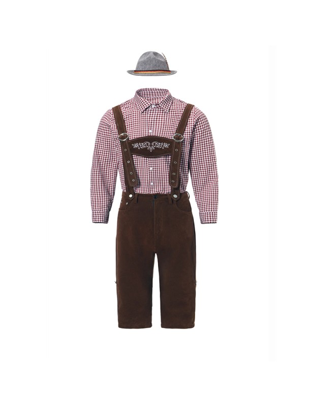 Men Oktoberfest Suspenders Plaid Beer Suit Servant Cosplay Maid Costume XY82342