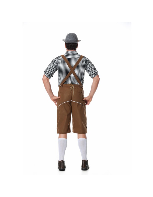 Men Oktoberfest Suspenders Plaid Beer Suit Servant Cosplay Maid Costume XY82342