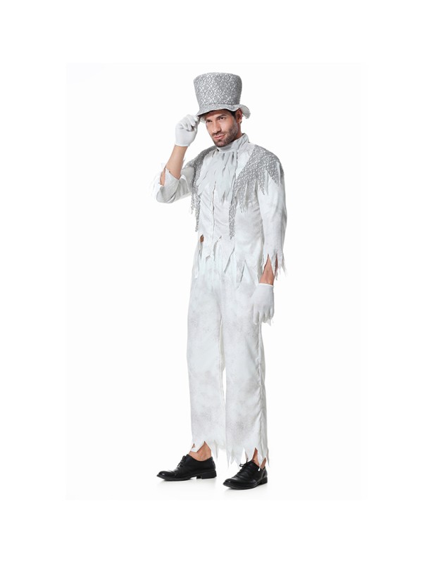 Halloween White Gghost Corpse Vampire Men Cosplay Demon Bar Party Costume XY82343