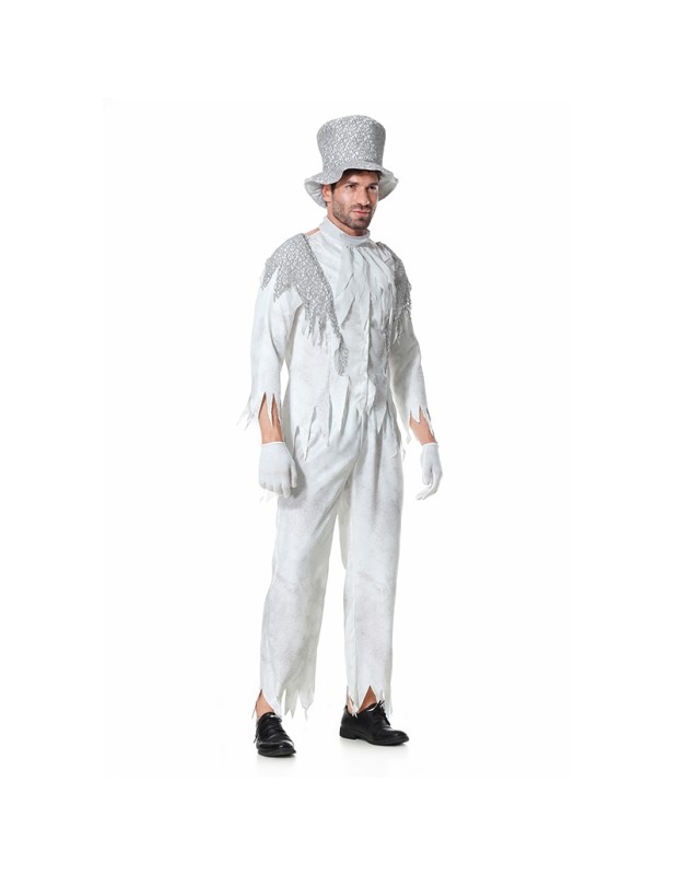 Halloween White Gghost Corpse Vampire Men Cosplay Demon Bar Party Costume XY82343