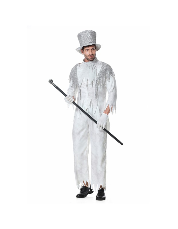 Halloween White Gghost Corpse Vampire Men Cosplay Demon Bar Party Costume XY82343