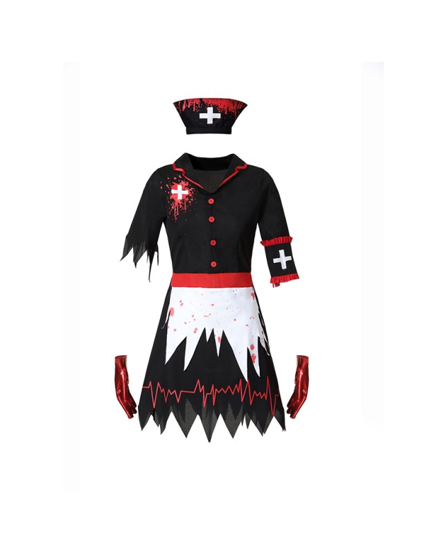 Halloween Horror Campus Costume Women Zombie Bloody Nurse Cosplay Costume Party Dress Up XY82333