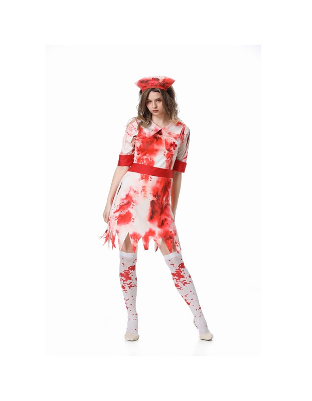 Halloween Horror Campus Costume Women Zombie Bloody Nurse Cosplay Costume Party Dress Up XY82333