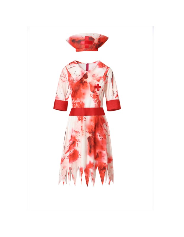 Halloween Horror Campus Costume Women Zombie Bloody Nurse Cosplay Costume Party Dress Up XY82333