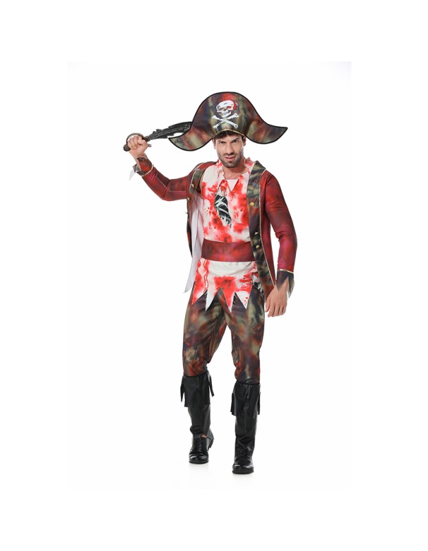 Pirate Game Uniform Costume Masquerade Captain Zombie Men Pirate Cosplay XY82337