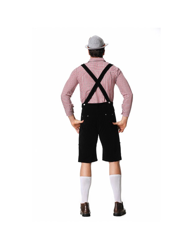 Men Oktoberfest Suspenders Plaid Beer Suit Servant Cosplay Maid Costume XY82342