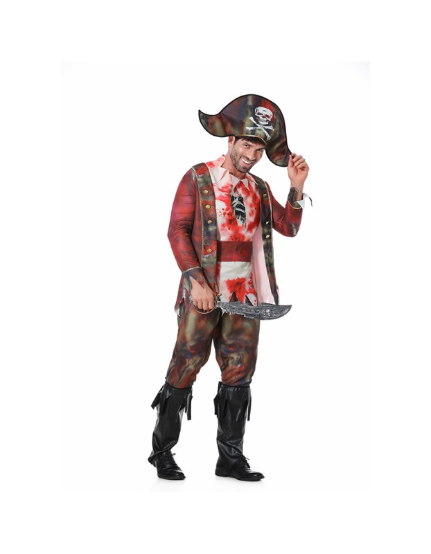 Pirate Game Uniform Costume Masquerade Captain Zombie Men Pirate Cosplay XY82337