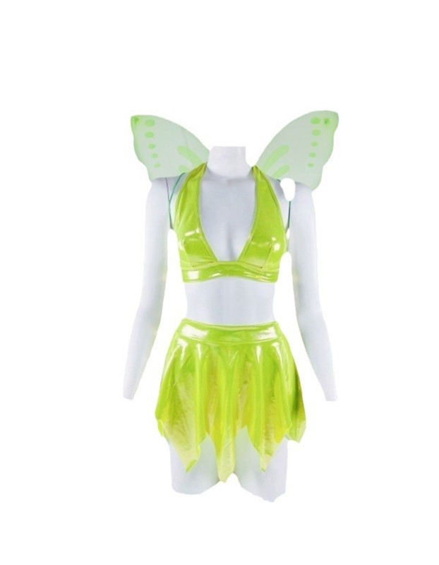 Sexy Underwear Set Split Skirt Game Suit Three-Piece Set Cosplay Elf Stage Show Costume HF0442