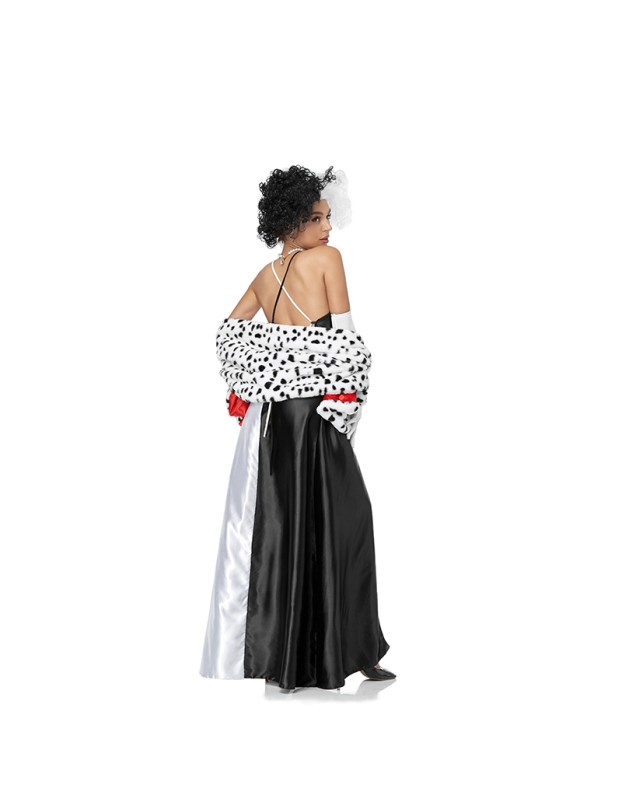 Halloween Cruella Spotted Dog Leopard Cape Cosplay Witch Uniform Stage Performance Costume DL2023