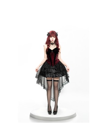 Spice Girls Retro Dark Look Puffy Tuxedo Dress Costume Goth Queen Demon Cosplay Costume DL2066