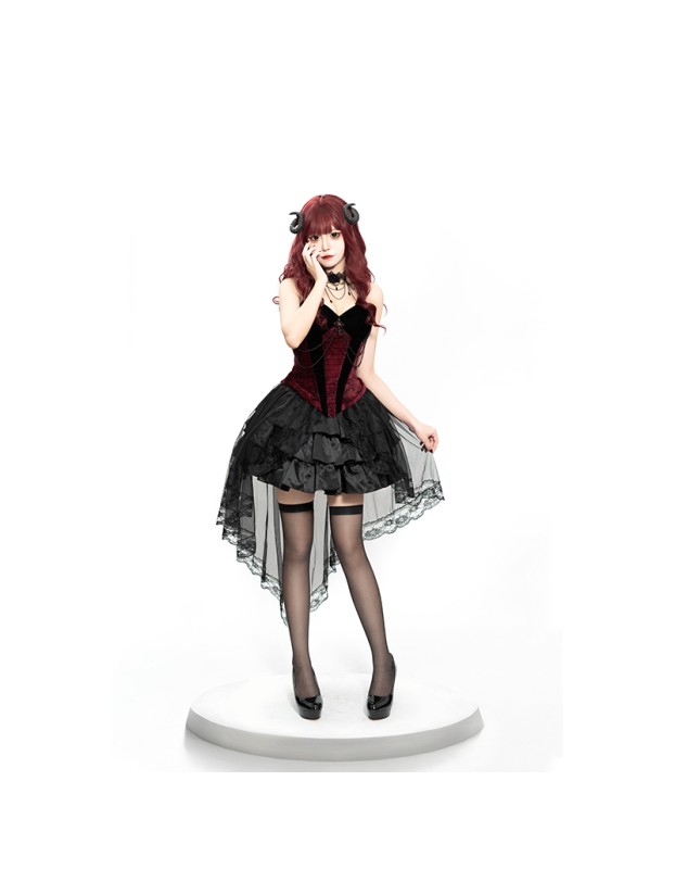 Spice Girls Retro Dark Look Puffy Tuxedo Dress Costume Goth Queen Demon Cosplay Costume DL2066