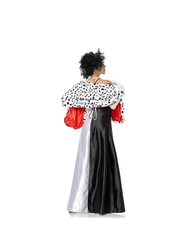 Halloween Cruella Spotted Dog Leopard Cape Cosplay Witch Uniform Stage Performance Costume DL2023