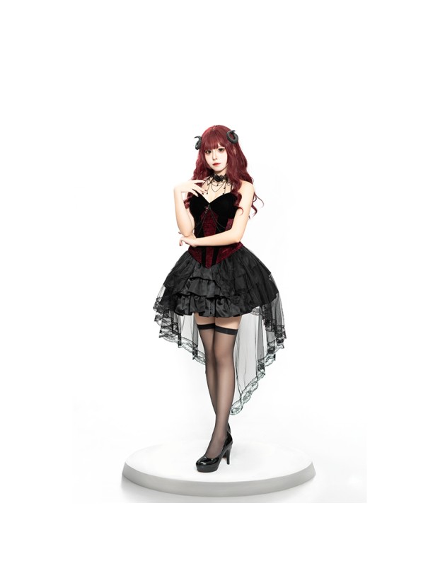 Spice Girls Retro Dark Look Puffy Tuxedo Dress Costume Goth Queen Demon Cosplay Costume DL2066