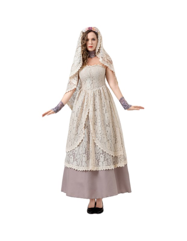 Renaissance Victorian Lace Dress Vampire Bride Costume Holiday Party Uniform Cosplay YM8760