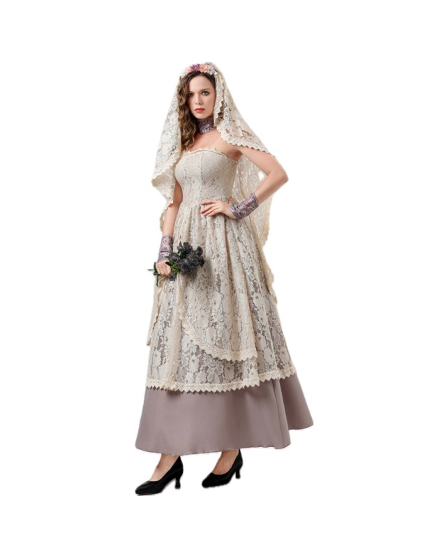 Renaissance Victorian Lace Dress Vampire Bride Costume Holiday Party Uniform Cosplay YM8760