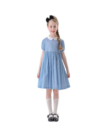 Children's Drama Halloween Maid Costume Cosplay Pastoral Farm Dress Plaid Girl Dress YM0945