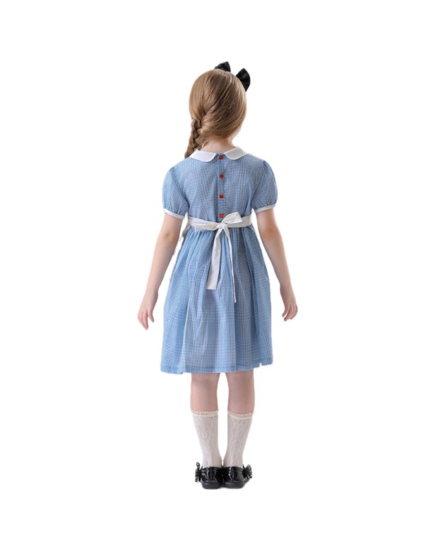 Children's Drama Halloween Maid Costume Cosplay Pastoral Farm Dress Plaid Girl Dress YM0945