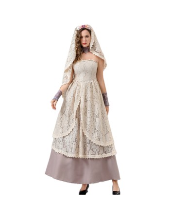 Renaissance Victorian Lace Dress Vampire Bride Costume Holiday Party Uniform Cosplay YM8760