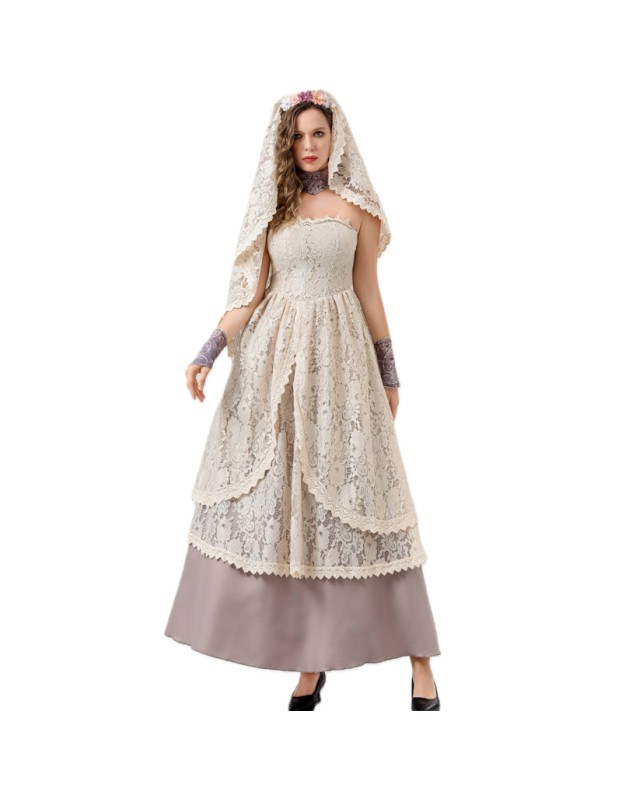 Renaissance Victorian Lace Dress Vampire Bride Costume Holiday Party Uniform Cosplay YM8760