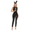 Women Bright Patent Leather Sexy Lingerie Zipper Crotch Nightclub One Piece Jumpsuit XX6945