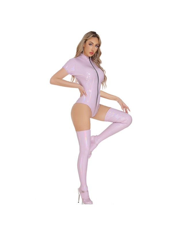 Double Zipper Jumpsuit Mirror Colorful Sexy Women Conjoined Bright Leather Tights XX69162