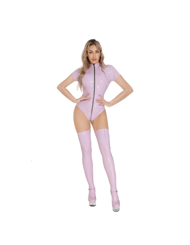 Double Zipper Jumpsuit Mirror Colorful Sexy Women Conjoined Bright Leather Tights XX69162