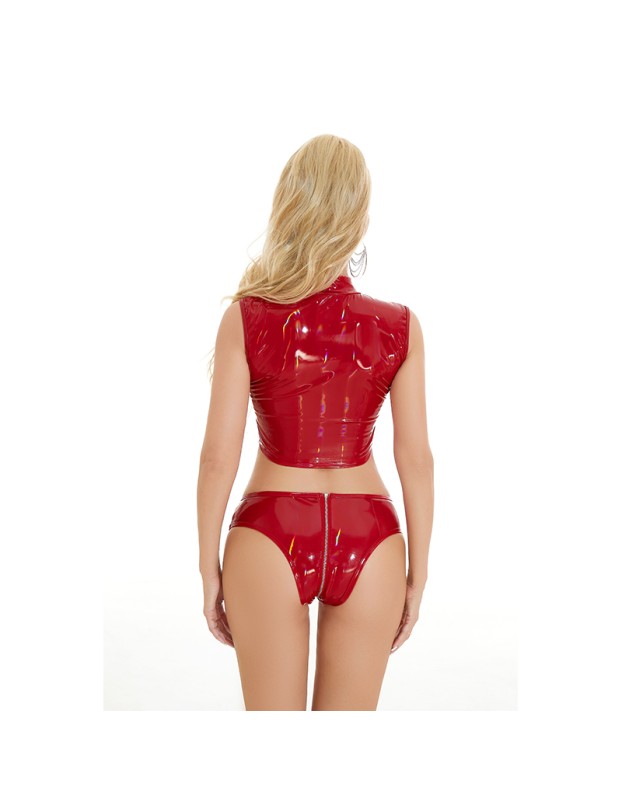 Bright Leather Short Pants PU Bright Shiny Colorful Patent Leather Top Nightclubs Sleeveless Tights XX6930