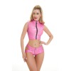 Bright Leather Short Pants PU Bright Shiny Colorful Patent Leather Top Nightclubs Sleeveless Tights XX6930