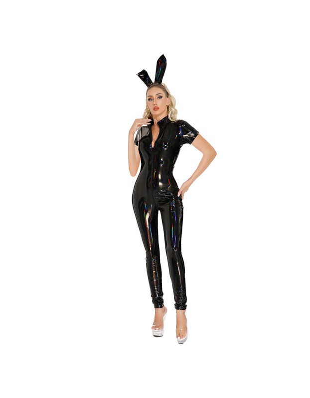 Open Crotch Female Cat Girl Bunny Glossy Patent Leather Magic All Wrap Jumpsuit Sexy Uniform XX69032