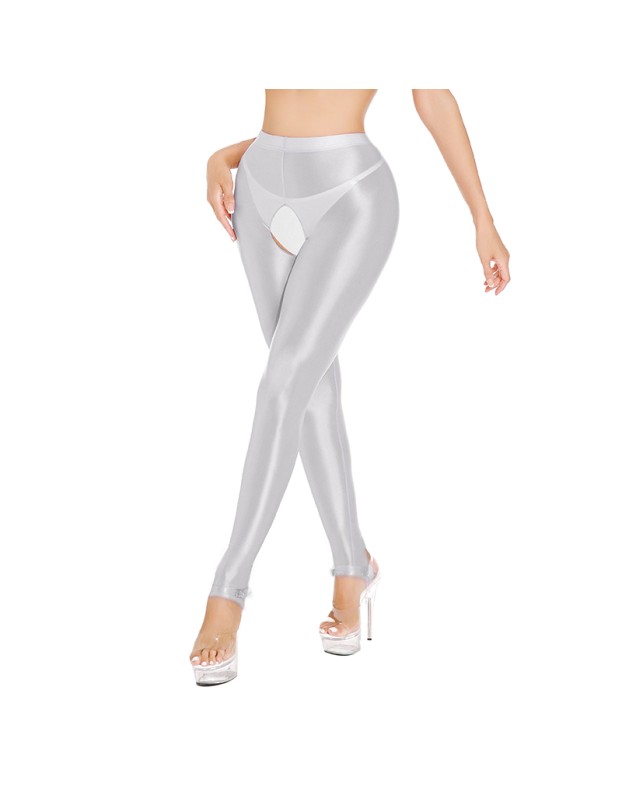 Sexy Pants Silky Oil Shiny Gloss Large Size Open Free Pantyhose Women Leather Pants XX70830