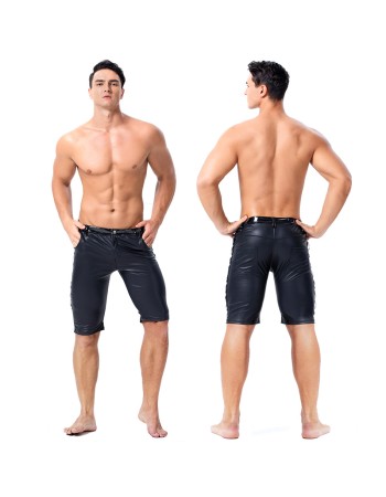 Leather Men Tight Sexy Leather Shorts Club Stage Rock Band Leather Pants Men Black Shorts XX60082
