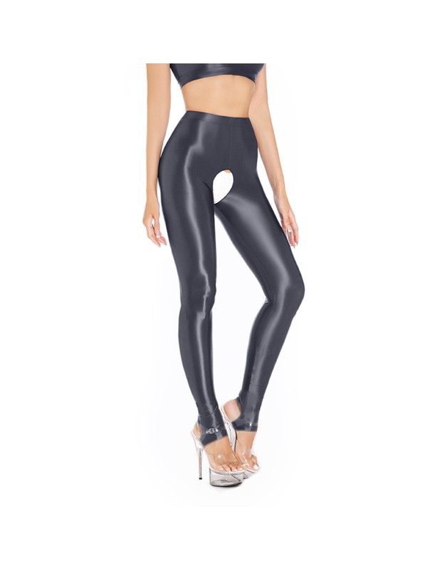 Sexy Pants Silky Oil Shiny Gloss Large Size Open Free Pantyhose Women Leather Pants XX70830
