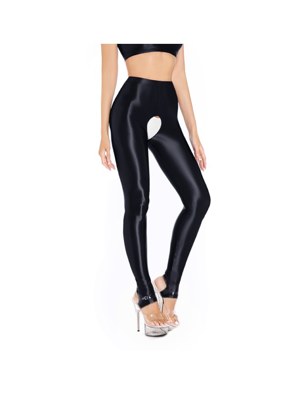 Sexy Pants Silky Oil Shiny Gloss Large Size Open Free Pantyhose Women Leather Pants XX70830