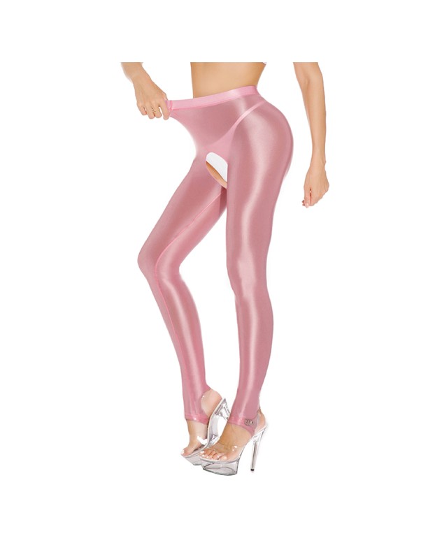 Sexy Pants Silky Oil Shiny Gloss Large Size Open Free Pantyhose Women Leather Pants XX70830