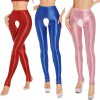 Sexy Pants Silky Oil Shiny Gloss Large Size Open Free Pantyhose Women Leather Pants XX70830