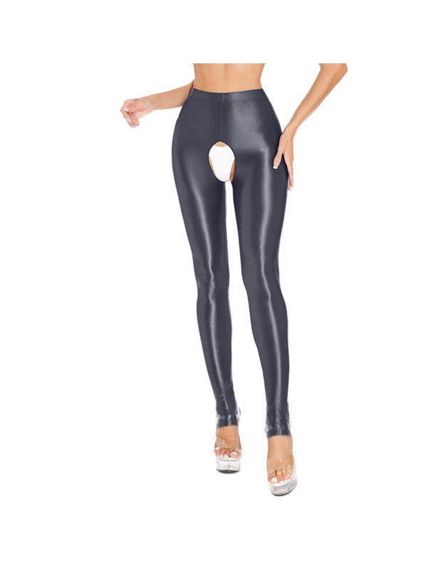 Sexy Pants Silky Oil Shiny Gloss Large Size Open Free Pantyhose Women Leather Pants XX70830