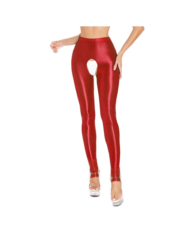 Sexy Pants Silky Oil Shiny Gloss Large Size Open Free Pantyhose Women Leather Pants XX70830