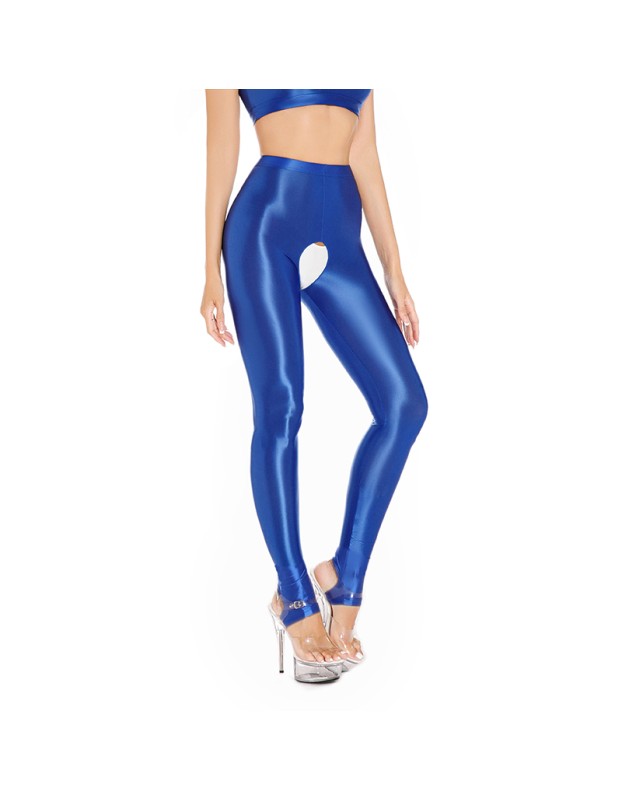 Sexy Pants Silky Oil Shiny Gloss Large Size Open Free Pantyhose Women Leather Pants XX70830