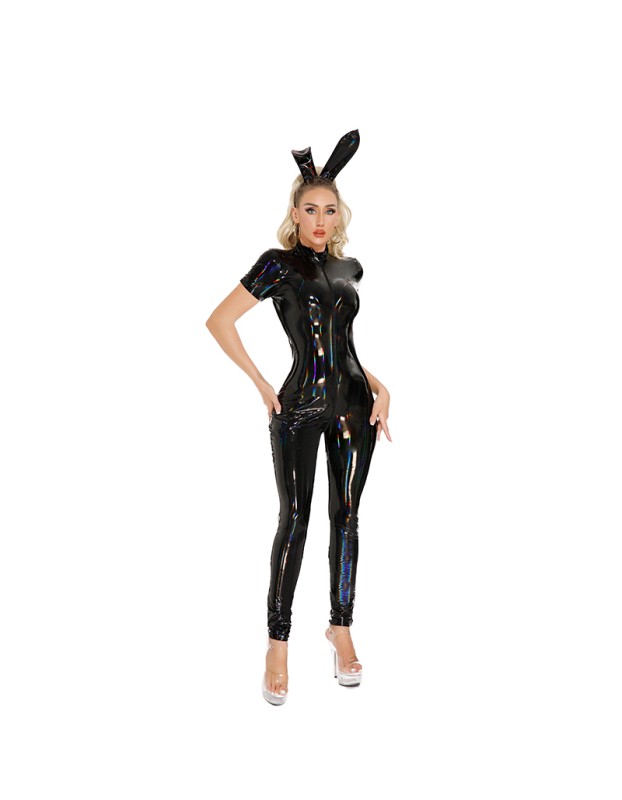 Open Crotch Female Cat Girl Bunny Glossy Patent Leather Magic All Wrap Jumpsuit Sexy Uniform XX69032