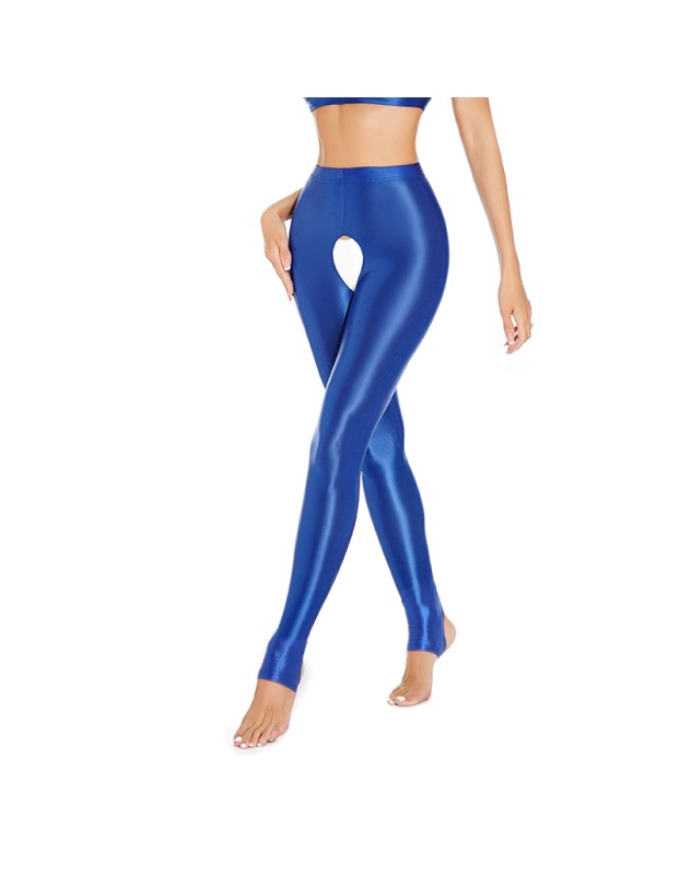 Sexy Pants Silky Oil Shiny Gloss Large Size Open Free Pantyhose Women Leather Pants XX70830