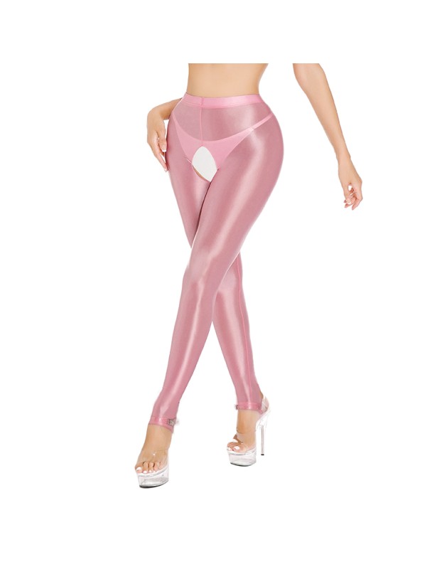 Sexy Pants Silky Oil Shiny Gloss Large Size Open Free Pantyhose Women Leather Pants XX70830