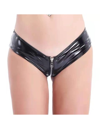 Shorts Bright PVC Women's Underpants Patent Leather Sexy Zipper Open Eductive Shorts SX131