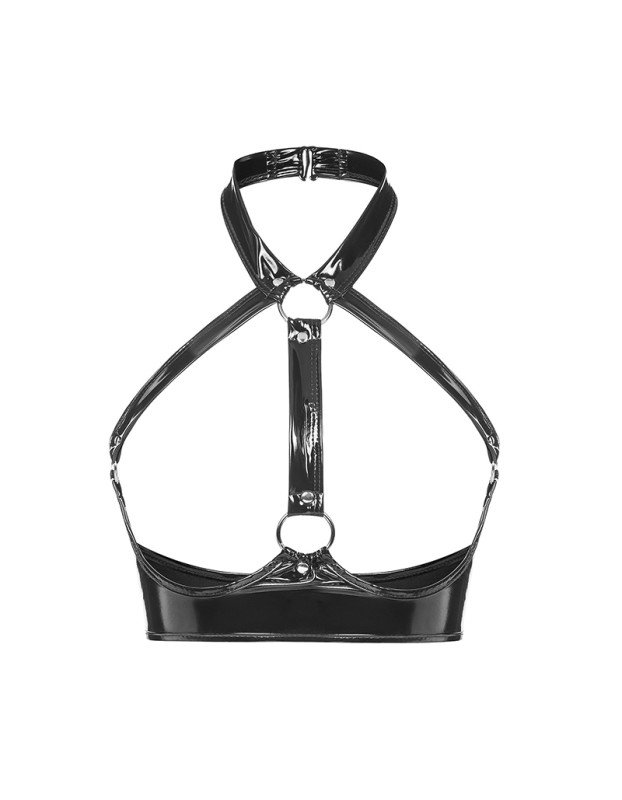 Female Underwear Sexy Leather Bra Strap Adjustable Leather PVC Lingerie Set SX094
