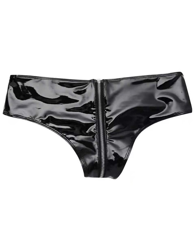 Shorts Bright PVC Women's Underpants Patent Leather Sexy Zipper Open Eductive Shorts SX131