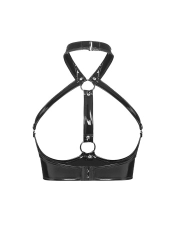 Female Underwear Sexy Leather Bra Strap Adjustable Leather PVC Lingerie Set SX094