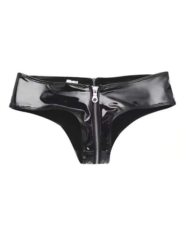 Shorts Bright PVC Women's Underpants Patent Leather Sexy Zipper Open Eductive Shorts SX131