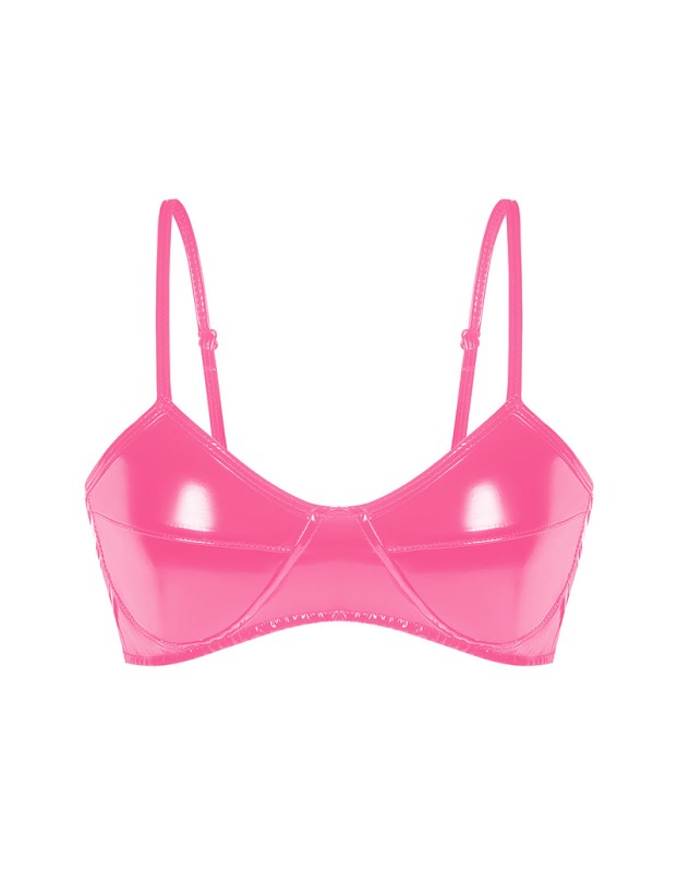 Lingerie Sexy Feminina Bright PVC Patent Leather Bra Extremely Woman Underwear SX105